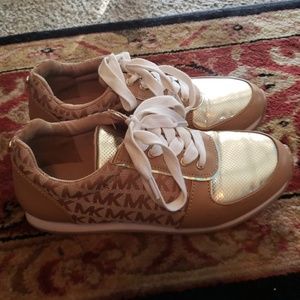Michael Kors gold tennis shoes sneakers
